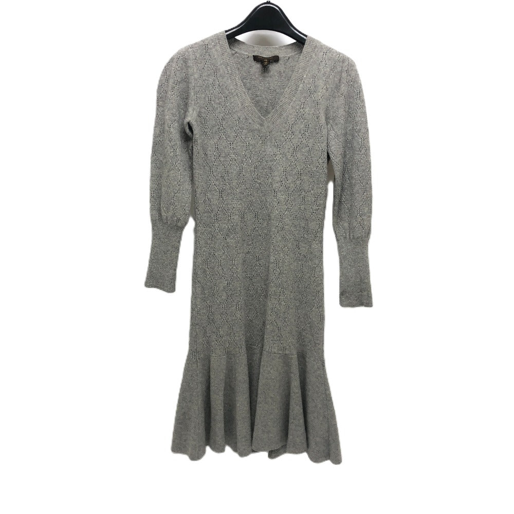LOUIS VUITTON Apparel Long-Sleeve V-Neck Flare Knit Dress Cashmere Women's Gray