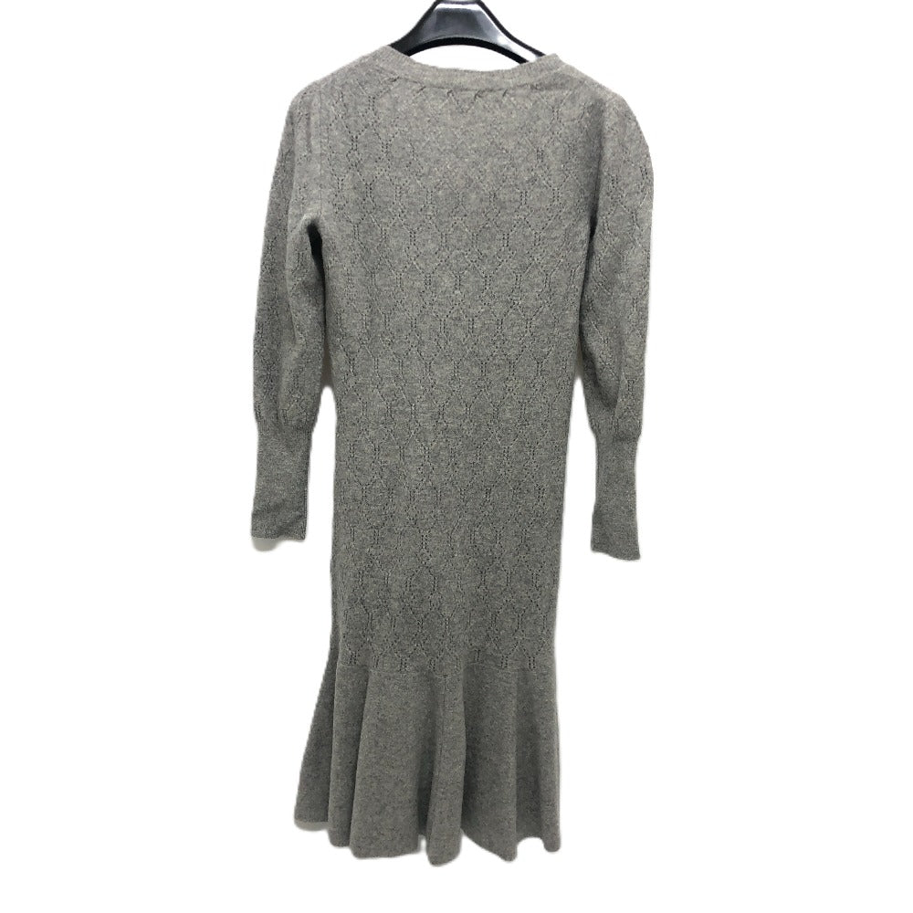 LOUIS VUITTON Apparel Long-Sleeve V-Neck Flare Knit Dress Cashmere Women's Gray