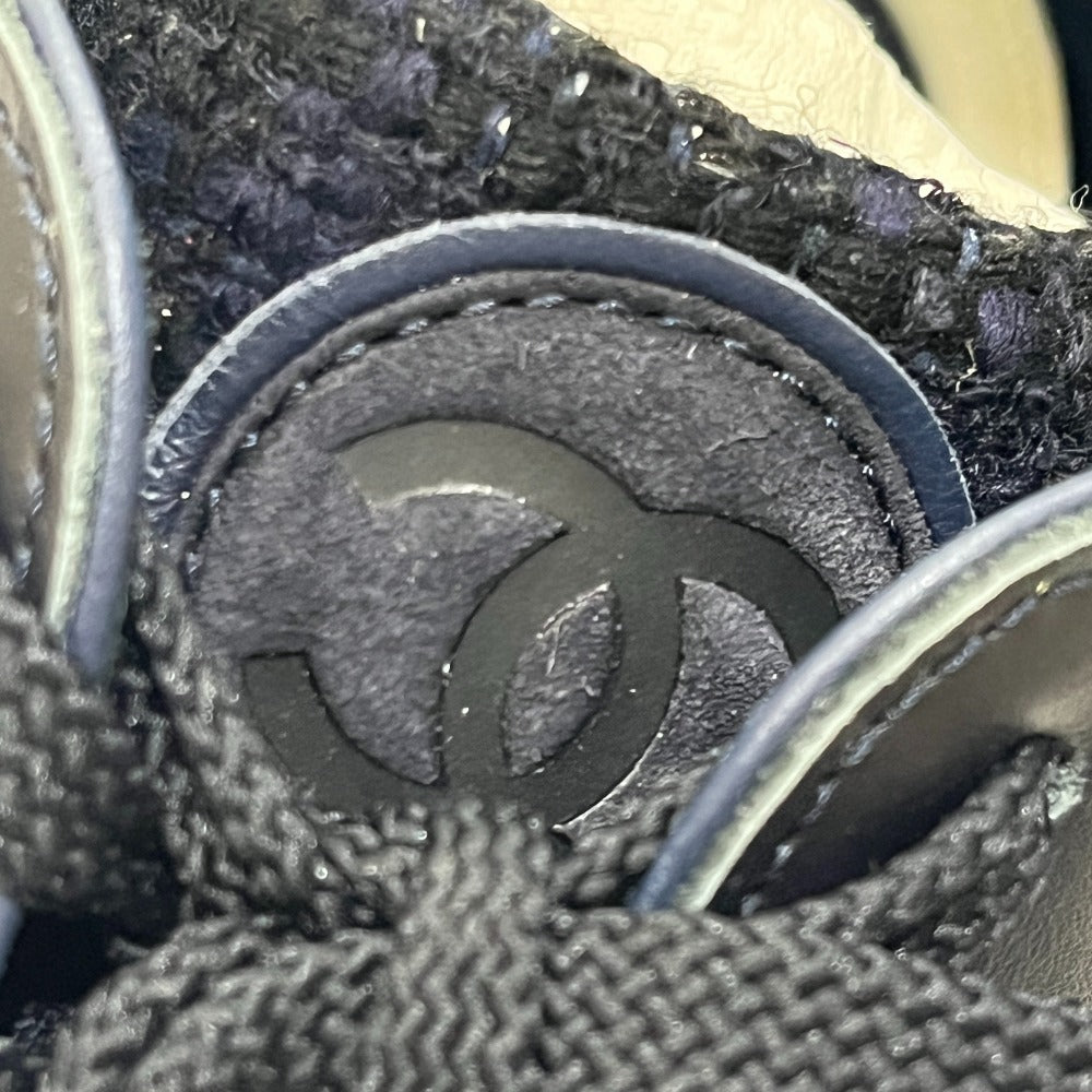 CHANEL G39066 CC Mark Tweed Shoes Low-cut sneakers tweed / suede blue Used