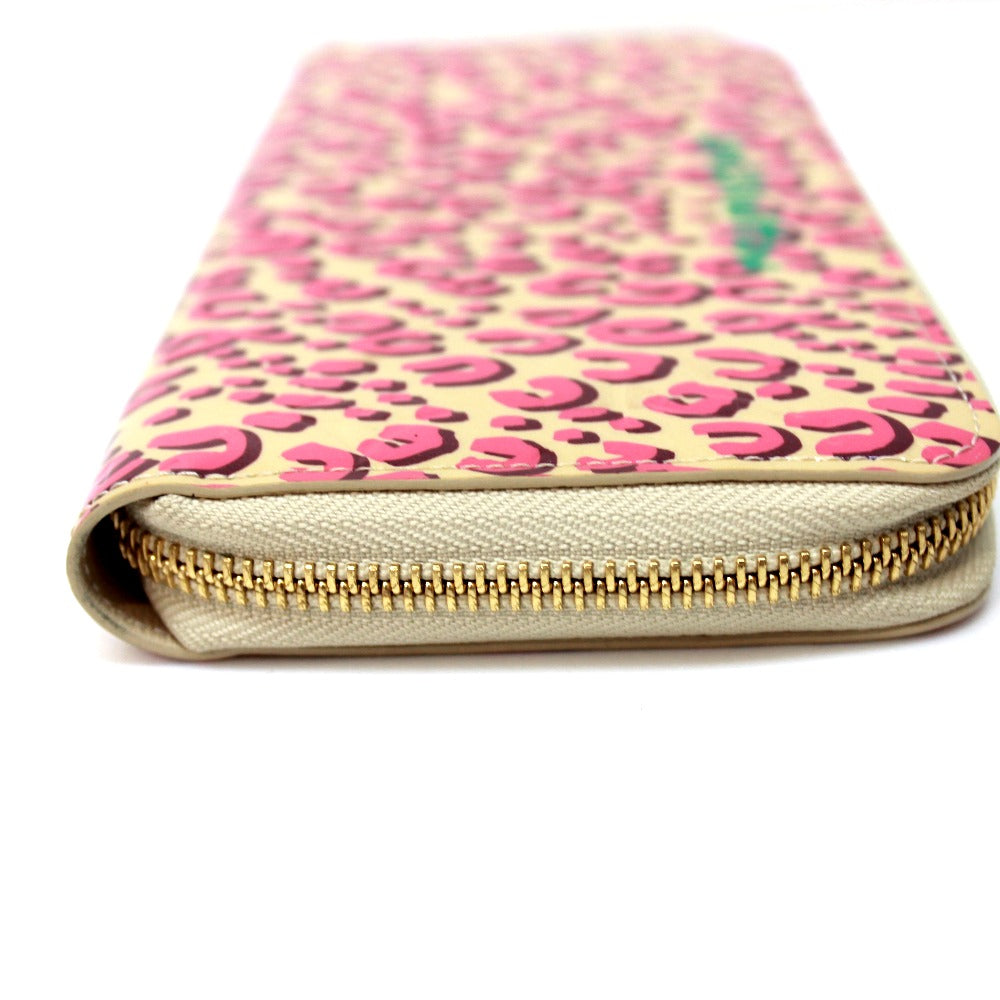 LOUIS VUITTON M91476 Vernis Leopard Print Zippy Wallet, Round Zip Long Wallet, Patent Leather, Women's, Broncorail, Pink
