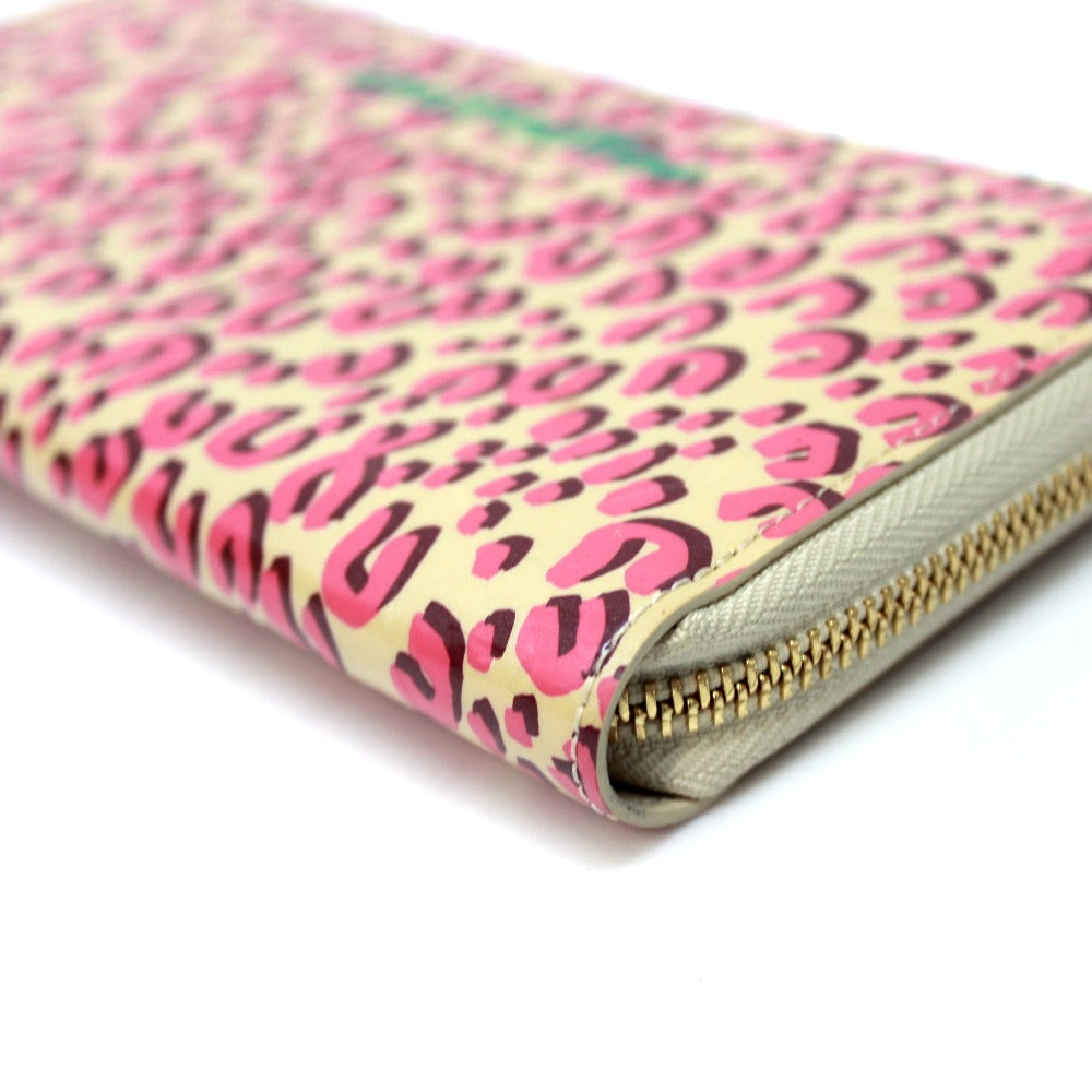 LOUIS VUITTON M91476 Vernis Leopard Print Zippy Wallet, Round Zip Long Wallet, Patent Leather, Women's, Broncorail, Pink
