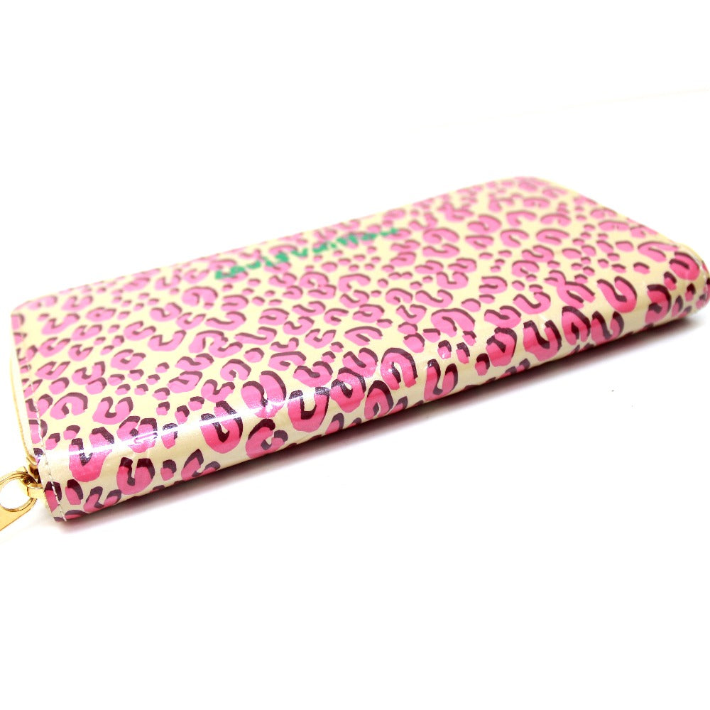 LOUIS VUITTON M91476 Vernis Leopard Print Zippy Wallet, Round Zip Long Wallet, Patent Leather, Women's, Broncorail, Pink