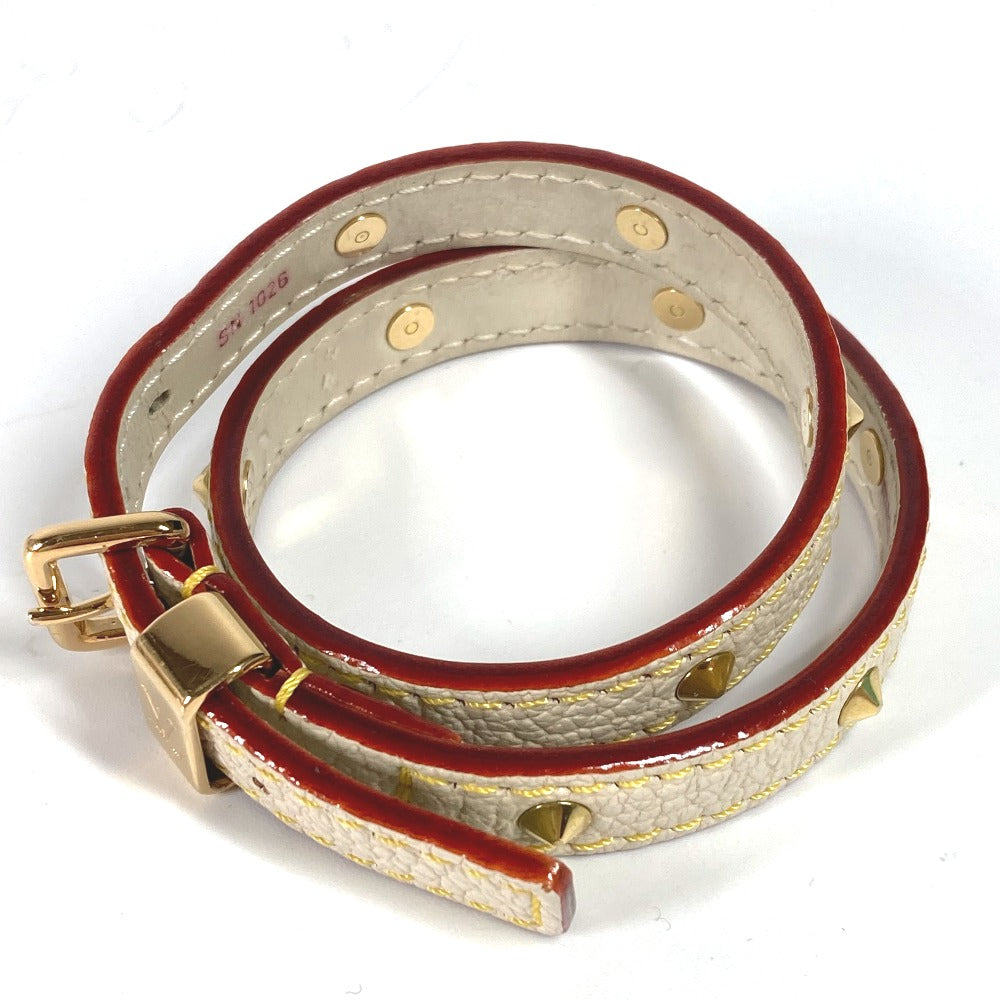 LOUIS VUITTON M91846 スハリ ブラスレドゥブルトゥール アクセサリー 2重 ブレスレット スハリレザー レディース ブロン ホワイト