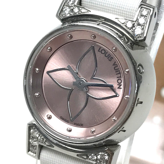LOUIS VUITTON Q151P ラグダイヤ タンブール ビジュ クォーツ 腕時計 SS レディース ピンク系