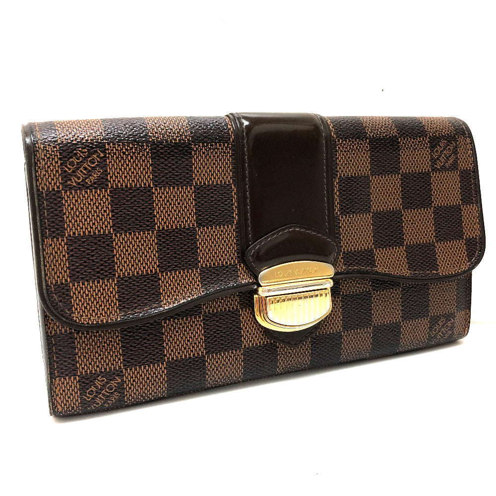 LOUIS VUITTON N61747 Damier Sistine Portefeuille Long Wallet, Flap Wallet, Unisex, Damier Canvas, Ebene Brown