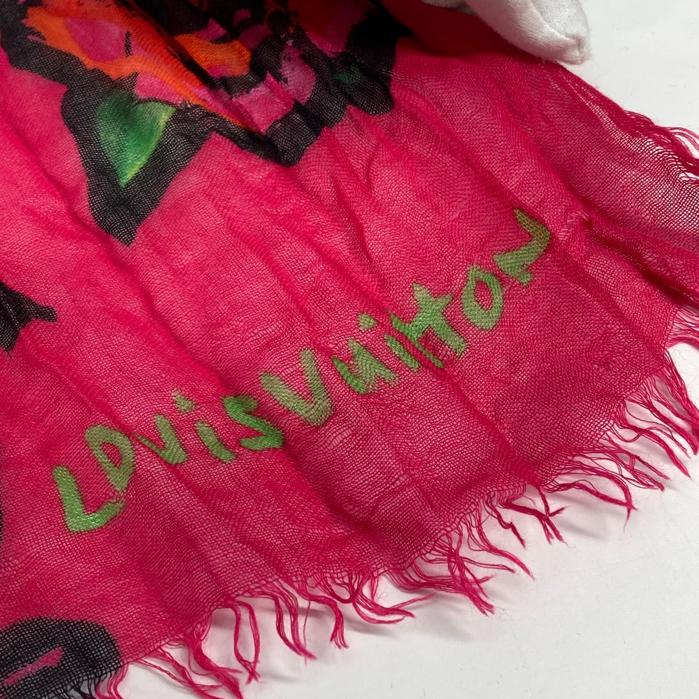 LOUIS VUITTON M72379 Etoile Rose Graffiti Shawl with Fringe, Cashmere, and Fuchsia Pink
