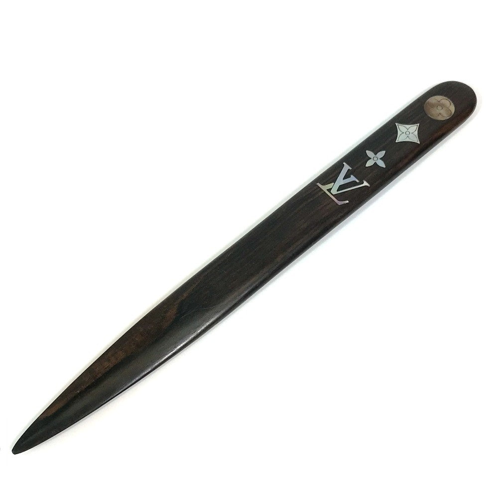 LOUIS VUITTON Monogram Shell Logo Paper Cutter/Knife, Novelty, Wooden, Unisex, Brown