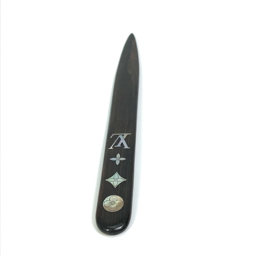 LOUIS VUITTON Monogram Shell Logo Paper Cutter/Knife, Novelty, Wooden, Unisex, Brown