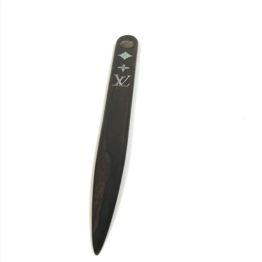 LOUIS VUITTON Monogram Shell Logo Paper Cutter/Knife, Novelty, Wooden, Unisex, Brown