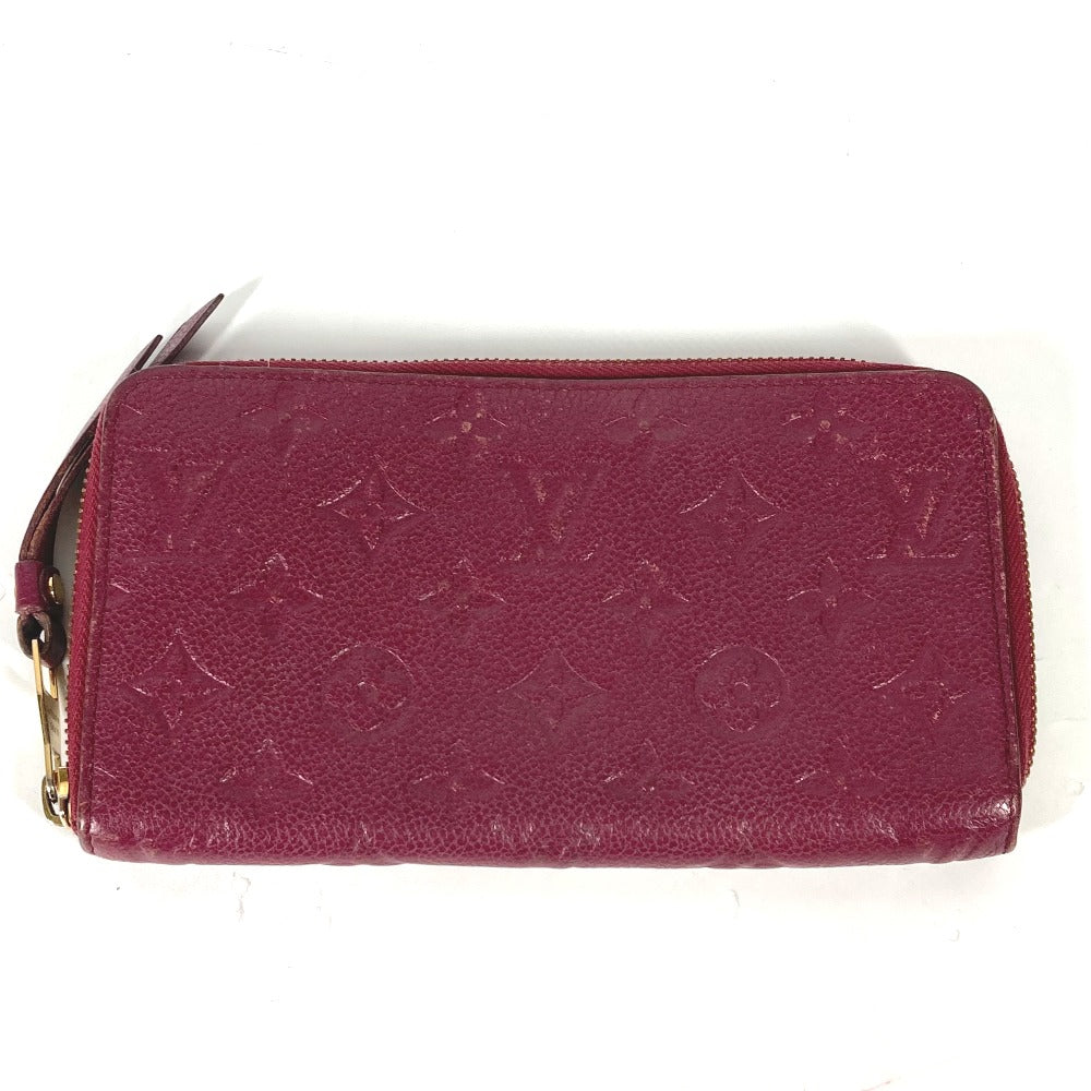 LOUIS VUITTON M60359 Monogram Empreinte Portefeuille Secrete Long Wallet with Round Zipper, Monogram Empreinte Leather, Women's, Aurore, Red