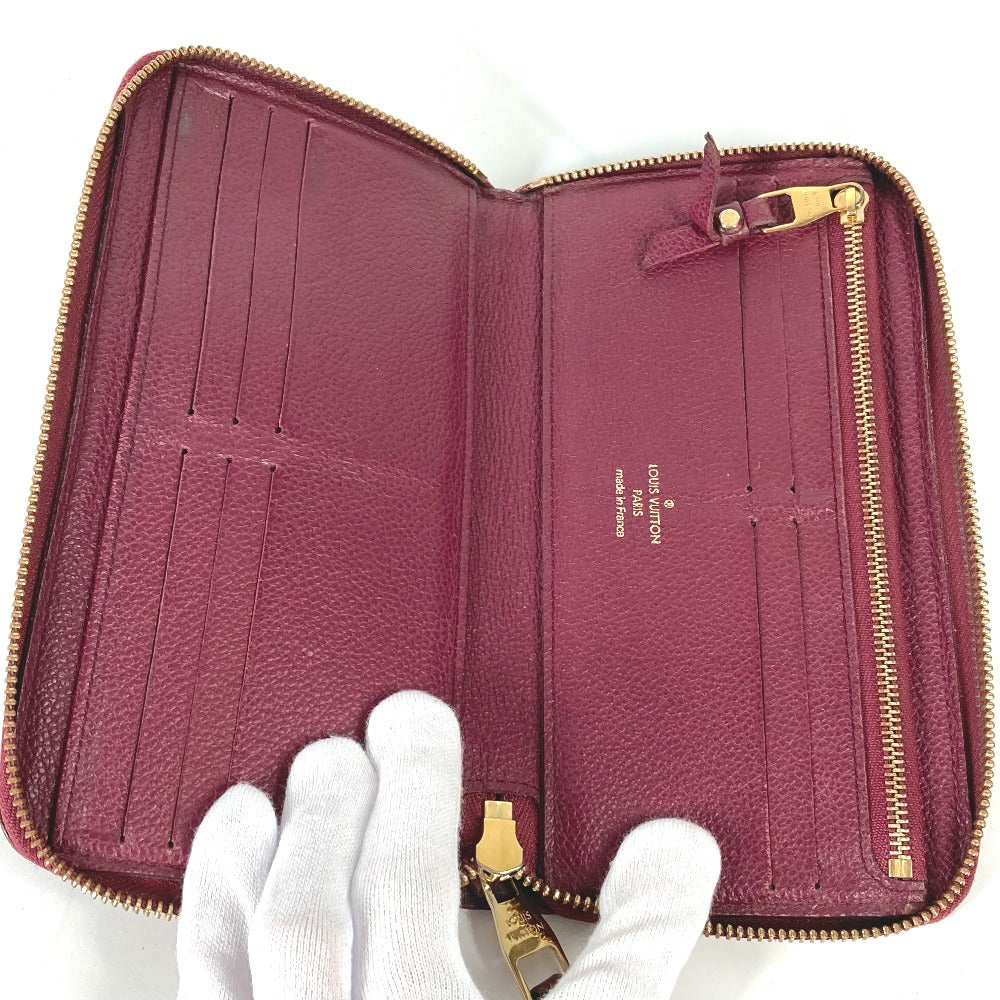 LOUIS VUITTON M60359 Monogram Empreinte Portefeuille Secrete Long Wallet with Round Zipper, Monogram Empreinte Leather, Women's, Aurore, Red