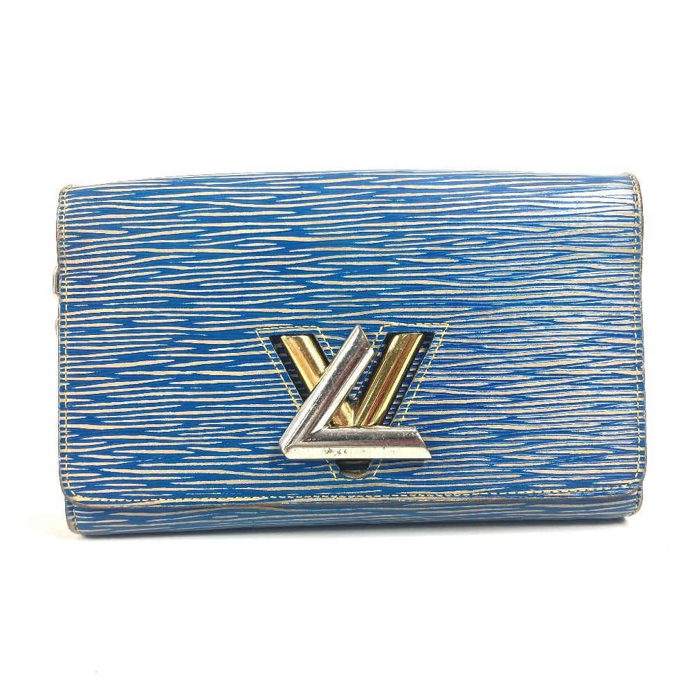 LOUIS VUITTON M61036 Epi Denim Portefeuille Twist Chain Wallet, Long Wallet, Crossbody Flap Shoulder Bag, Epi Leather, Women's, Blue