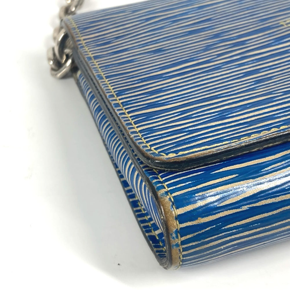 LOUIS VUITTON M61036 Epi Denim Portefeuille Twist Chain Wallet, Long Wallet, Crossbody Flap Shoulder Bag, Epi Leather, Women's, Blue