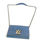 LOUIS VUITTON M61036 Epi Denim Portefeuille Twist Chain Wallet, Long Wallet, Crossbody Flap Shoulder Bag, Epi Leather, Women's, Blue
