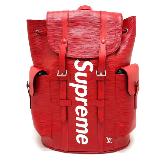 LOUIS VUITTON M53414 ルイヴィトン×シュプリーム エピ クリストファーPM バックパック リュックサック エピレザー メンズ レッド