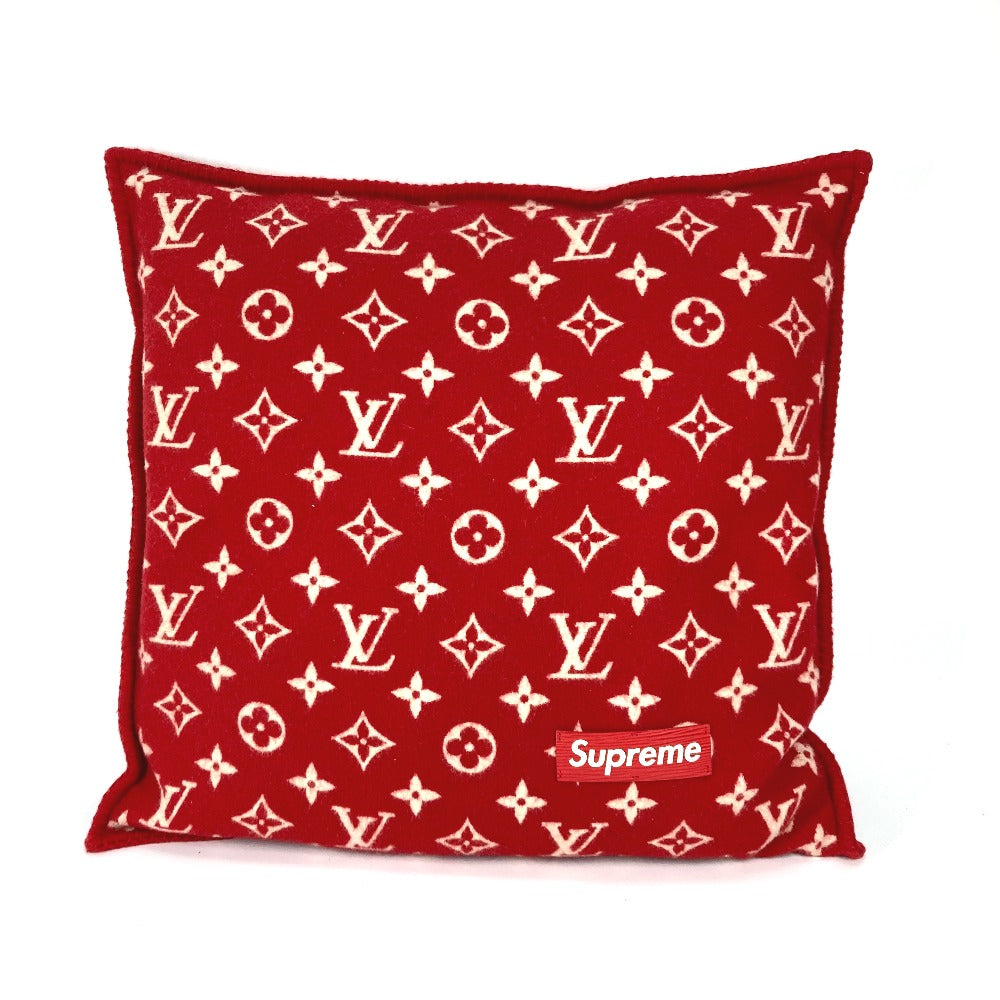 LOUIS VUITTON MP1886 Supreme Collaboration Monogram Pillow, Wool/Cashmere, Men's, Red