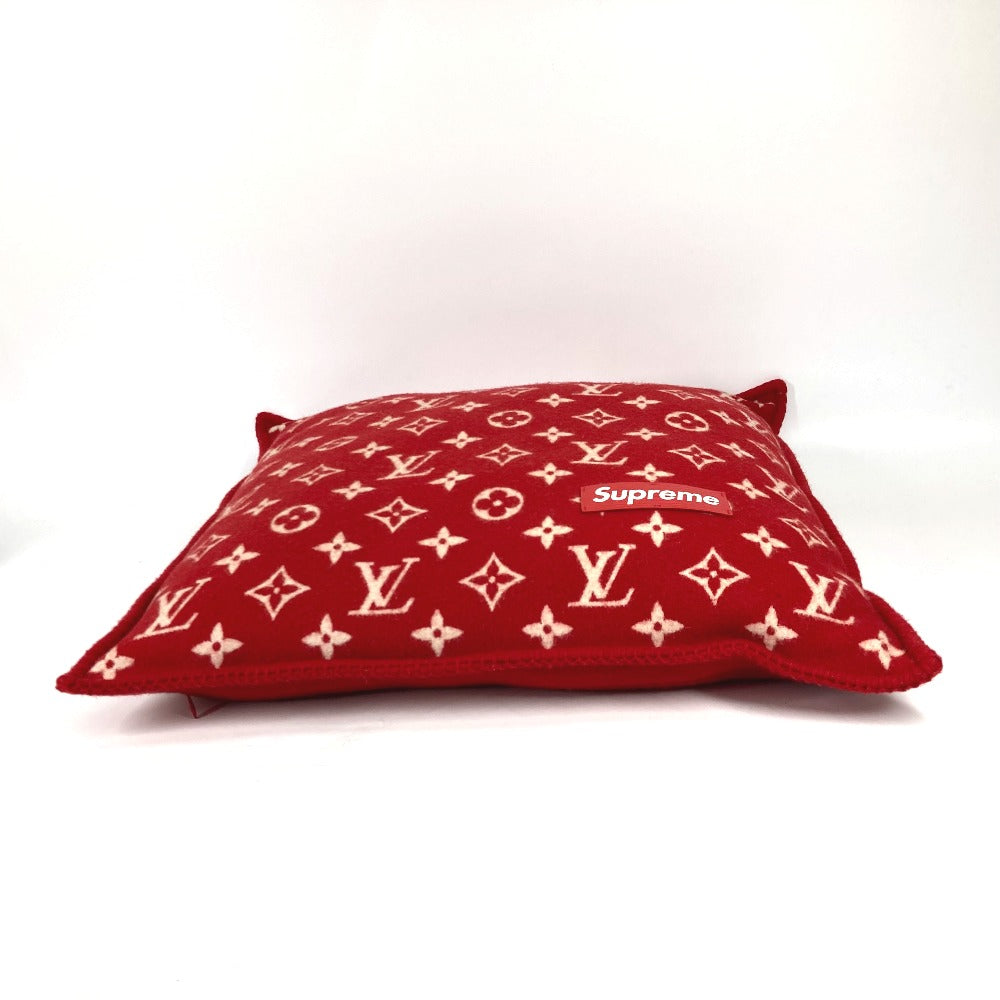LOUIS VUITTON MP1886 Supreme Collaboration Monogram Pillow, Wool/Cashmere, Men's, Red