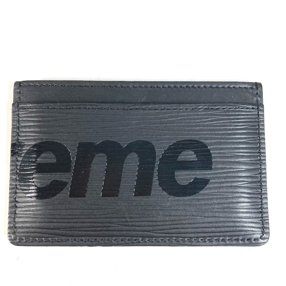 LOUIS VUITTON M67753 Epi Supreme Collaboration supreme Porte Cartes Simple ที่ใส่บัตรเครดิต ที่ใส่บัตรโดยสาร ที่ใส่บัตร หนัง Epi สำหรับผู้ชาย สีดำ