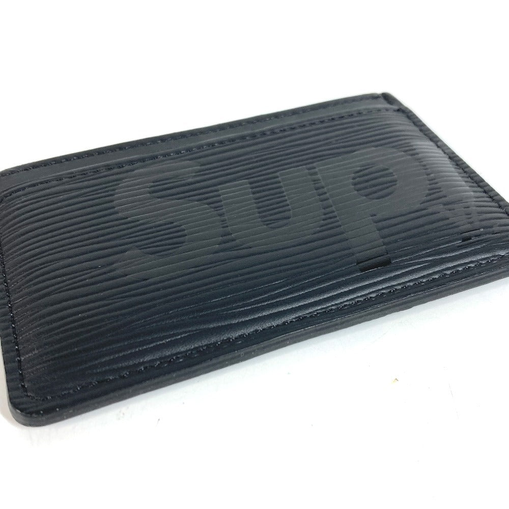 LOUIS VUITTON M67753 Epi Supreme Collaboration supreme Porte Cartes Simple ที่ใส่บัตรเครดิต ที่ใส่บัตรโดยสาร ที่ใส่บัตร หนัง Epi สำหรับผู้ชาย สีดำ