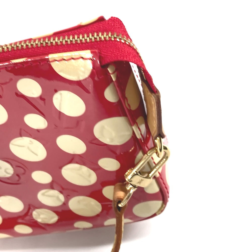 LOUIS VUITTON M91428 ヴェルニ 草間彌生コラボ ドット インフィニティ ポシェット アクセソワール 肩掛け アクセサリーポーチ ショルダーバッグ パテントレザー レディース レッド