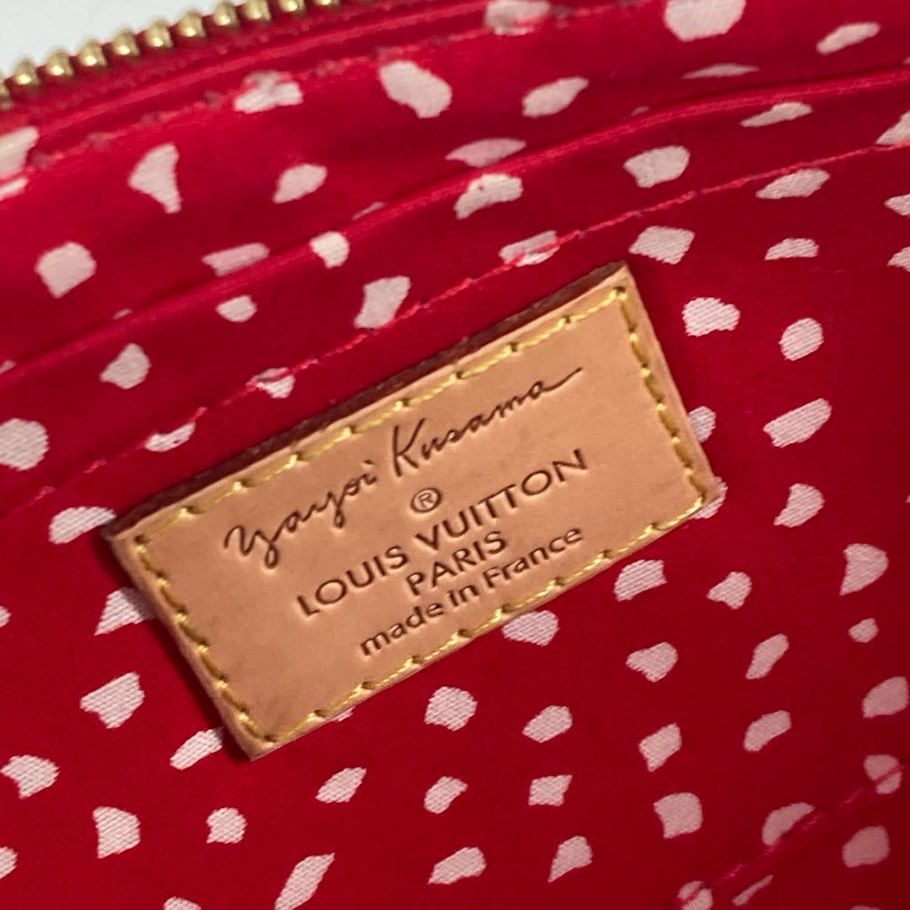 LOUIS VUITTON M91428 ヴェルニ 草間彌生コラボ ドット インフィニティ ポシェット アクセソワール 肩掛け アクセサリーポーチ ショルダーバッグ パテントレザー レディース レッド