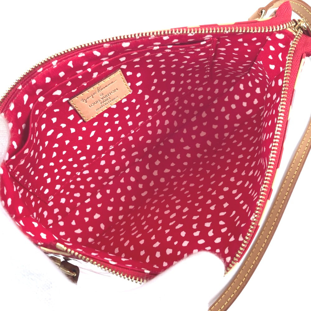 LOUIS VUITTON M91428 ヴェルニ 草間彌生コラボ ドット インフィニティ ポシェット アクセソワール 肩掛け アクセサリーポーチ ショルダーバッグ パテントレザー レディース レッド