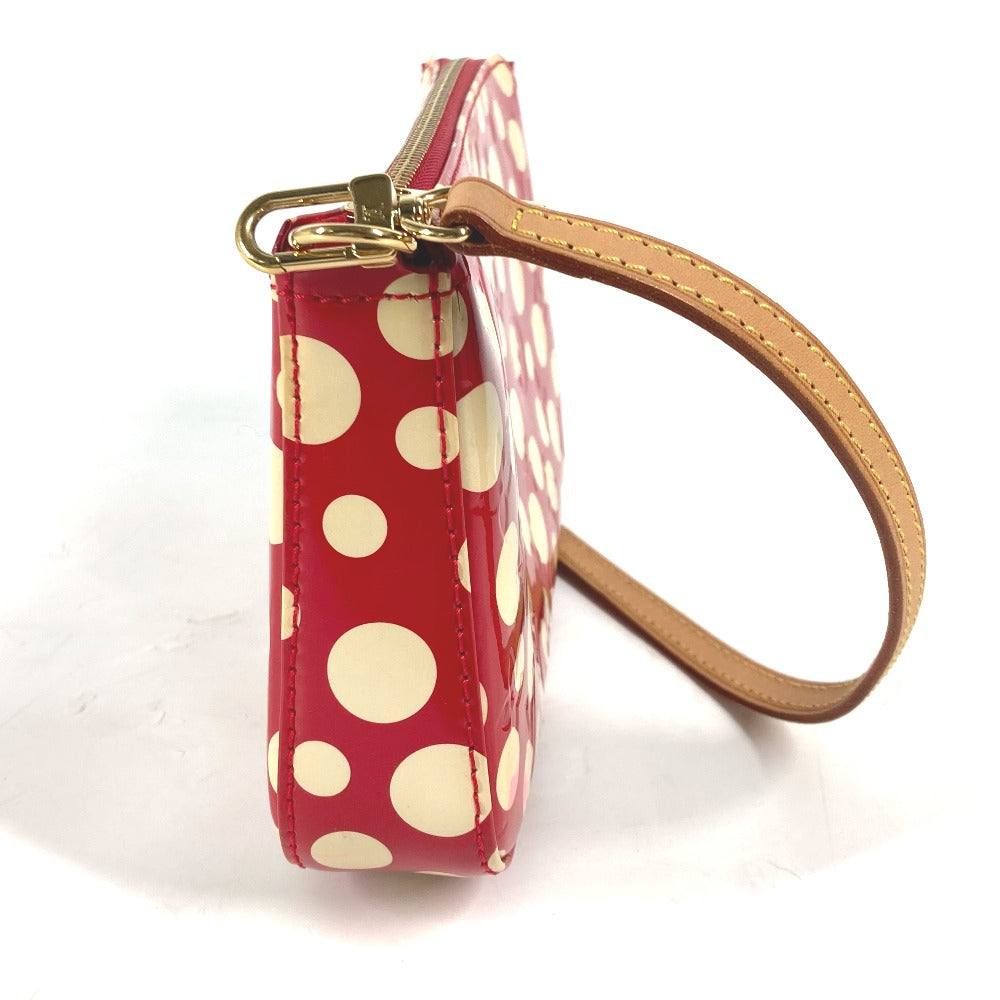 LOUIS VUITTON M91428 ヴェルニ 草間彌生コラボ ドット インフィニティ ポシェット アクセソワール 肩掛け アクセサリーポーチ ショルダーバッグ パテントレザー レディース レッド