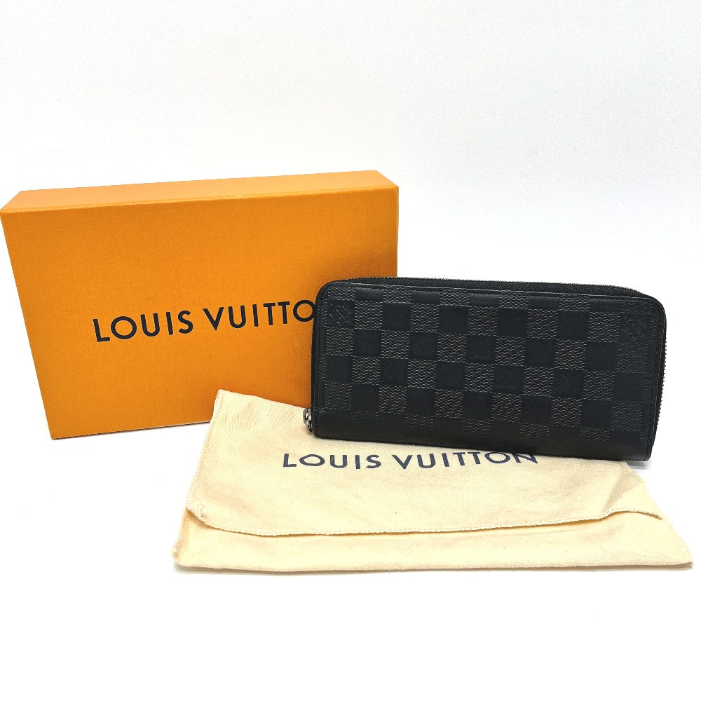 LOUIS VUITTON M63548 Damier Infini Zippy Wallet Vertical Wallet Long Wallet Damier Infini Leather Men's Black