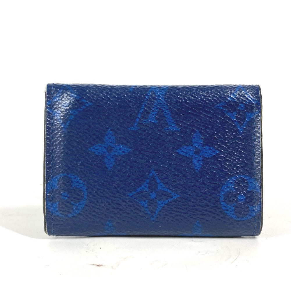 LOUIS VUITTON M67620 Taiga Rama Discovery Compact Wallet, Men's Trifold Taiga Leather, Blue