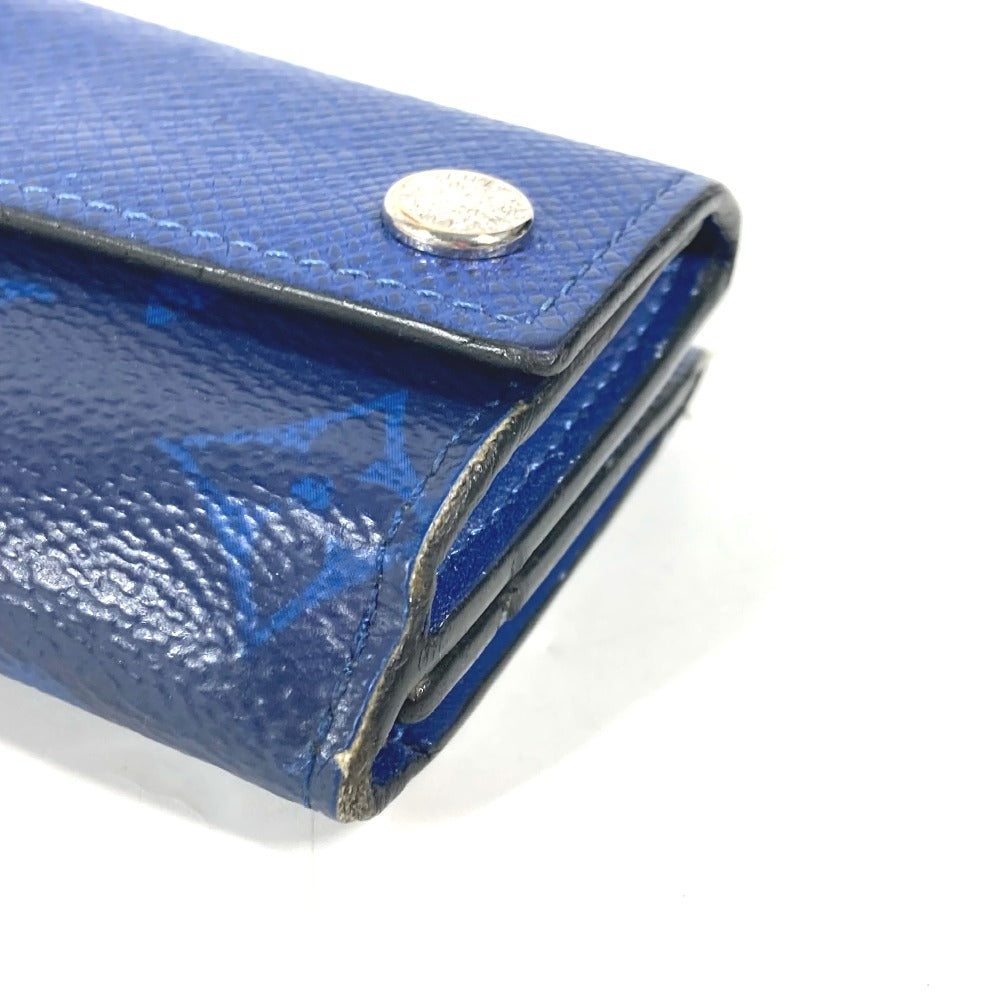 LOUIS VUITTON M67620 Taiga Rama Discovery Compact Wallet, Men's Trifold Taiga Leather, Blue