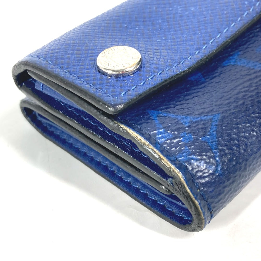 LOUIS VUITTON M67620 Taiga Rama Discovery Compact Wallet, Men's Trifold Taiga Leather, Blue
