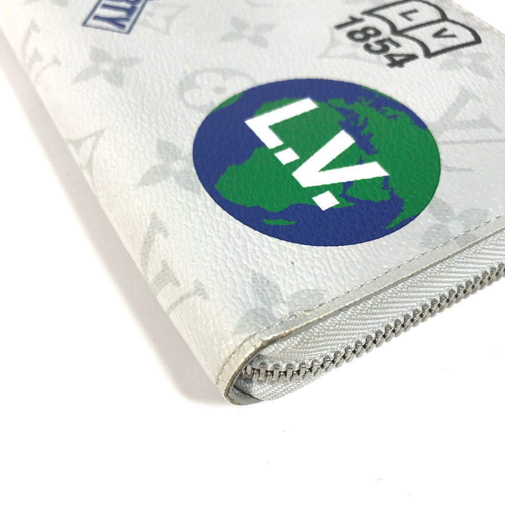 LOUIS VUITTON M67824 Monogram Logo Story Zippy Organizer Round Zipper Long Wallet in Monogram Canvas, Men's, White