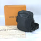 LOUIS VUITTON M43681 Monogram Shadow Danube PM Pochette Shoulder Bag in Black Leather