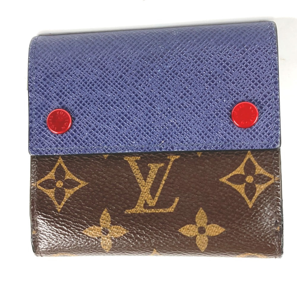 LOUIS VUITTON M63041 Monogram &amp; Taiga Compact Wallet, Bifold Wallet, Monogram Canvas, Men's, Brown