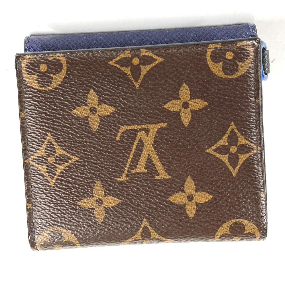 LOUIS VUITTON M63041 Monogram &amp; Taiga Compact Wallet, Bifold Wallet, Monogram Canvas, Men's, Brown