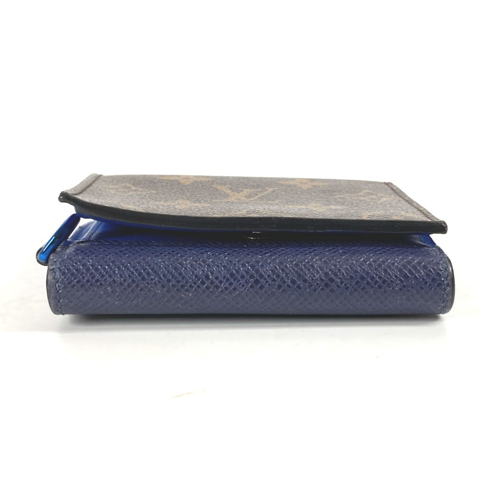 LOUIS VUITTON M63041 Monogram &amp; Taiga Compact Wallet, Bifold Wallet, Monogram Canvas, Men's, Brown