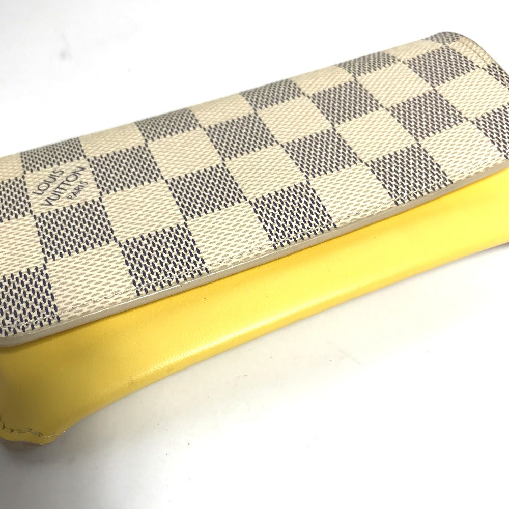 LOUIS VUITTON GI0388 Damier Azur Etui Lunette Woody Eyeglasses Sunglasses Case Pouch Damier Azur Canvas Men's Yellow