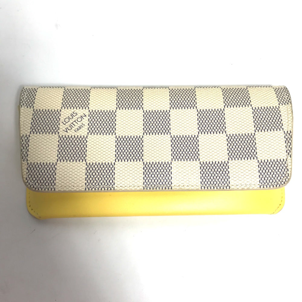 LOUIS VUITTON GI0388 Damier Azur Etui Lunette Woody Eyeglasses Sunglasses Case Pouch Damier Azur Canvas Men's Yellow