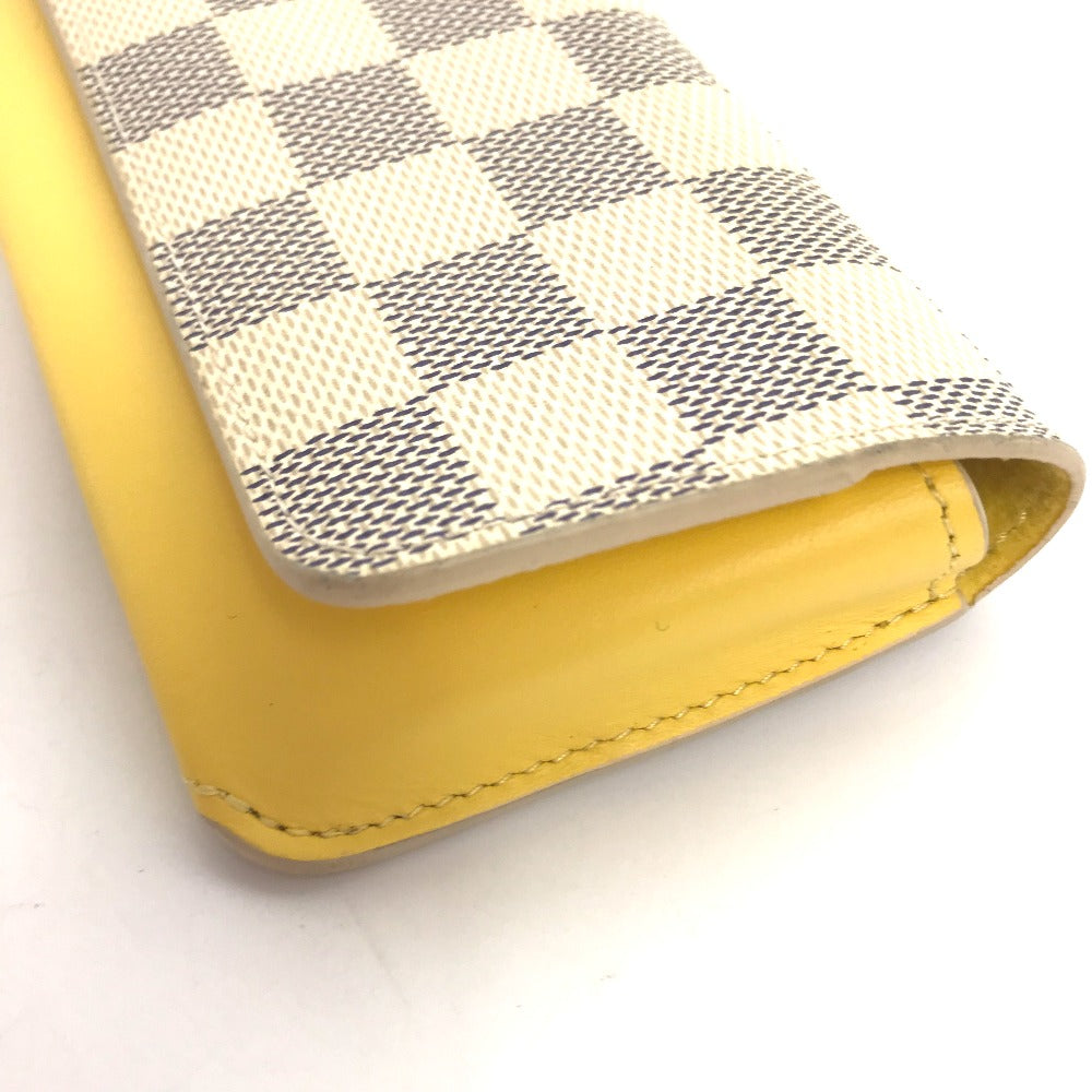 LOUIS VUITTON GI0388 Damier Azur Etui Lunette Woody Eyeglasses Sunglasses Case Pouch Damier Azur Canvas Men's Yellow