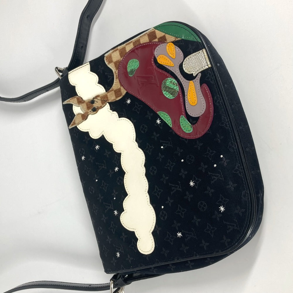 LOUIS VUITTON M92273 モノグラムサテン コント ドゥ フェ ミュゼット 斜め掛け フラップ カバン ポシェット ショルダーバッグ モノグラムサテンキャンバス レディース ブラック