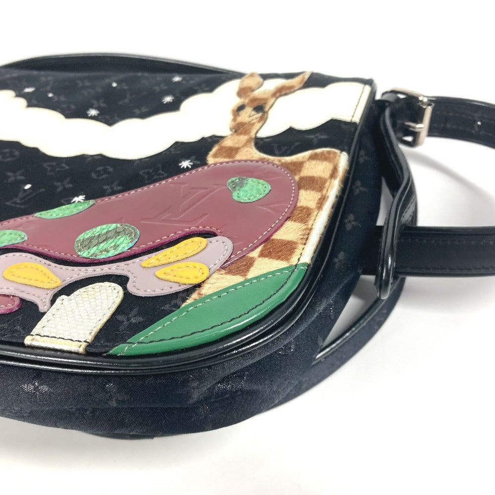 LOUIS VUITTON M92273 モノグラムサテン コント ドゥ フェ ミュゼット 斜め掛け フラップ カバン ポシェット ショルダーバッグ モノグラムサテンキャンバス レディース ブラック