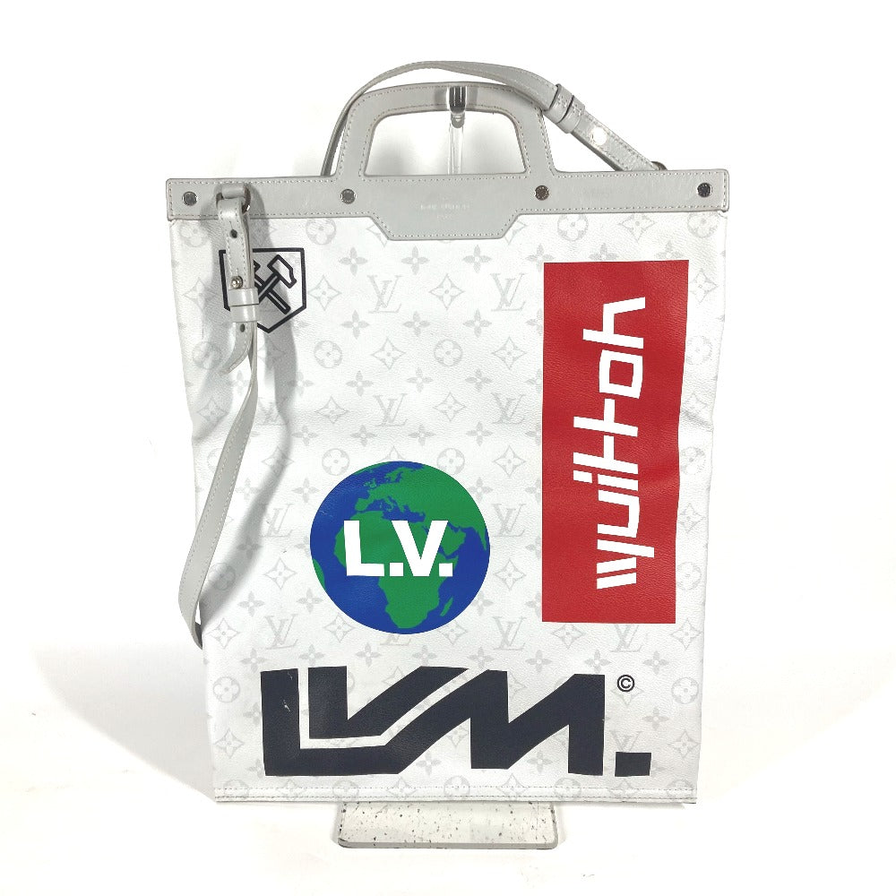 LOUIS VUITTON M44627 モノグラムホワイト フラットヴェルティカルトート 2WAYバッグ カバン ショルダーバッグ 斜め掛け トートバッグ モノグラムキャンバス メンズ ホワイト