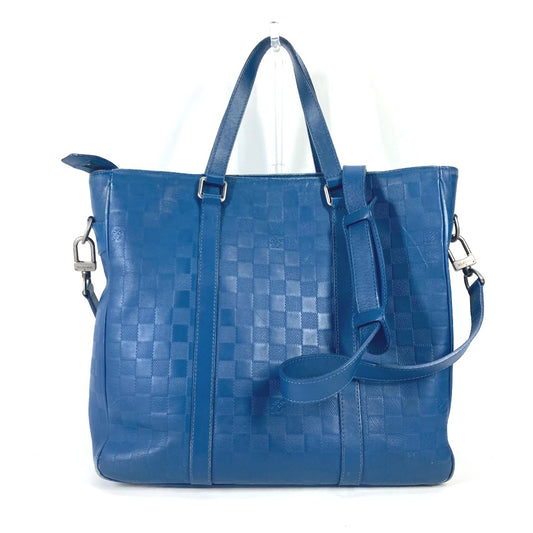 LOUIS VUITTON N41352 ダミエアンフィニ タダオPM 2WAY ショルダーバッグ 肩掛け トートバッグ ダミエアンフィニレザー メンズ ネプテューヌ ブルー
