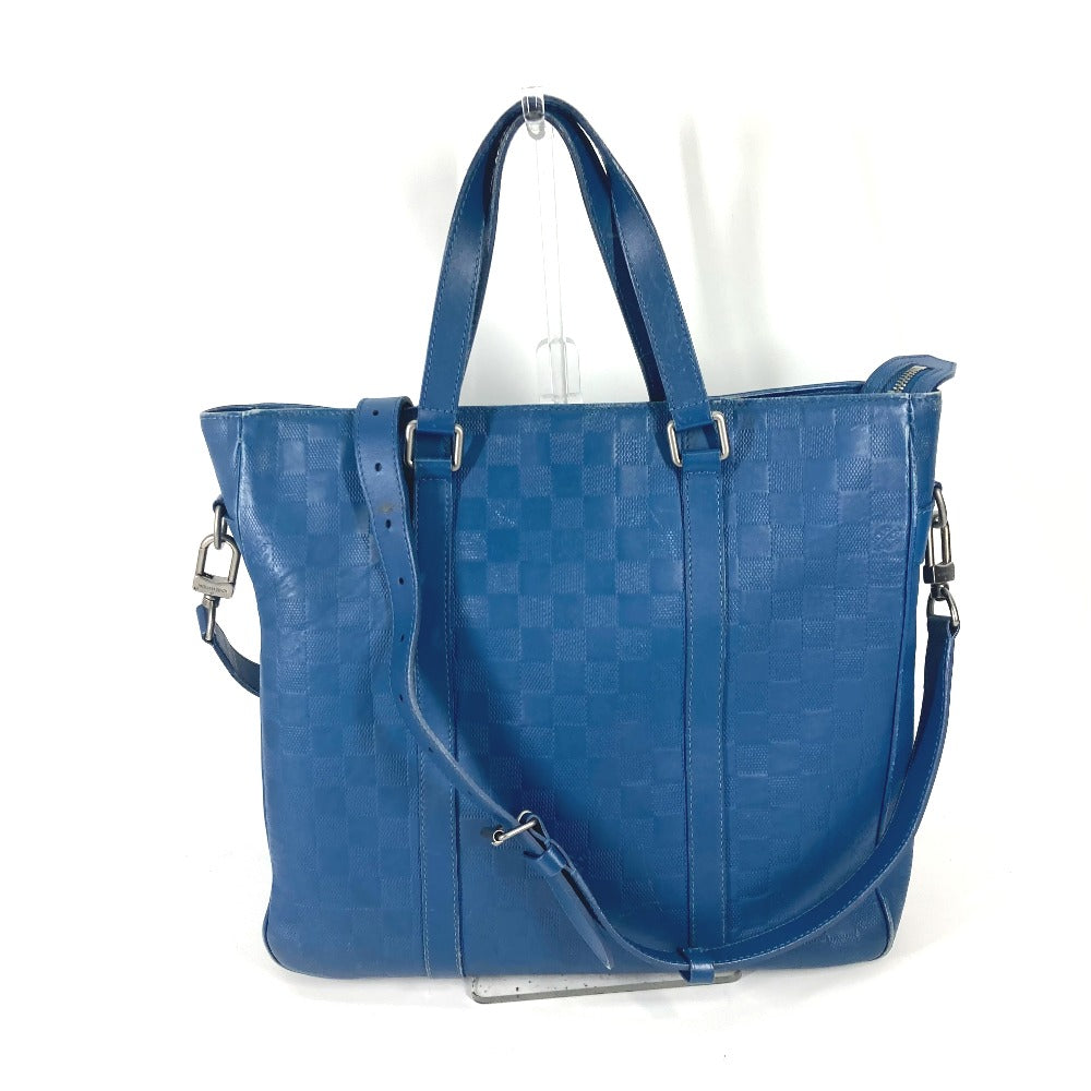LOUIS VUITTON N41352 ダミエアンフィニ タダオPM 2WAY ショルダーバッグ 肩掛け トートバッグ ダミエアンフィニレザー メンズ ネプテューヌ ブルー