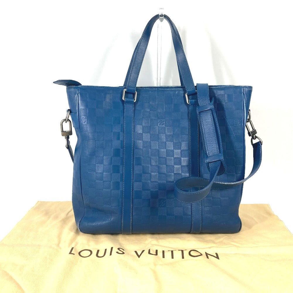 LOUIS VUITTON N41352 ダミエアンフィニ タダオPM 2WAY ショルダーバッグ 肩掛け トートバッグ ダミエアンフィニレザー メンズ ネプテューヌ ブルー