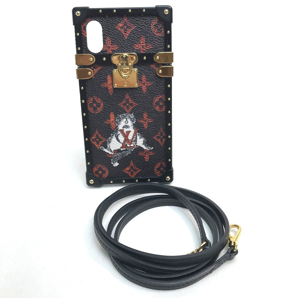 LOUIS VUITTON M63891 トランスフォームドモノグラム アイ・トランク キャットグラム iPhone X XS iPhoneケース モノグラムキャンバス レディース マロン ブラック×オレンジ