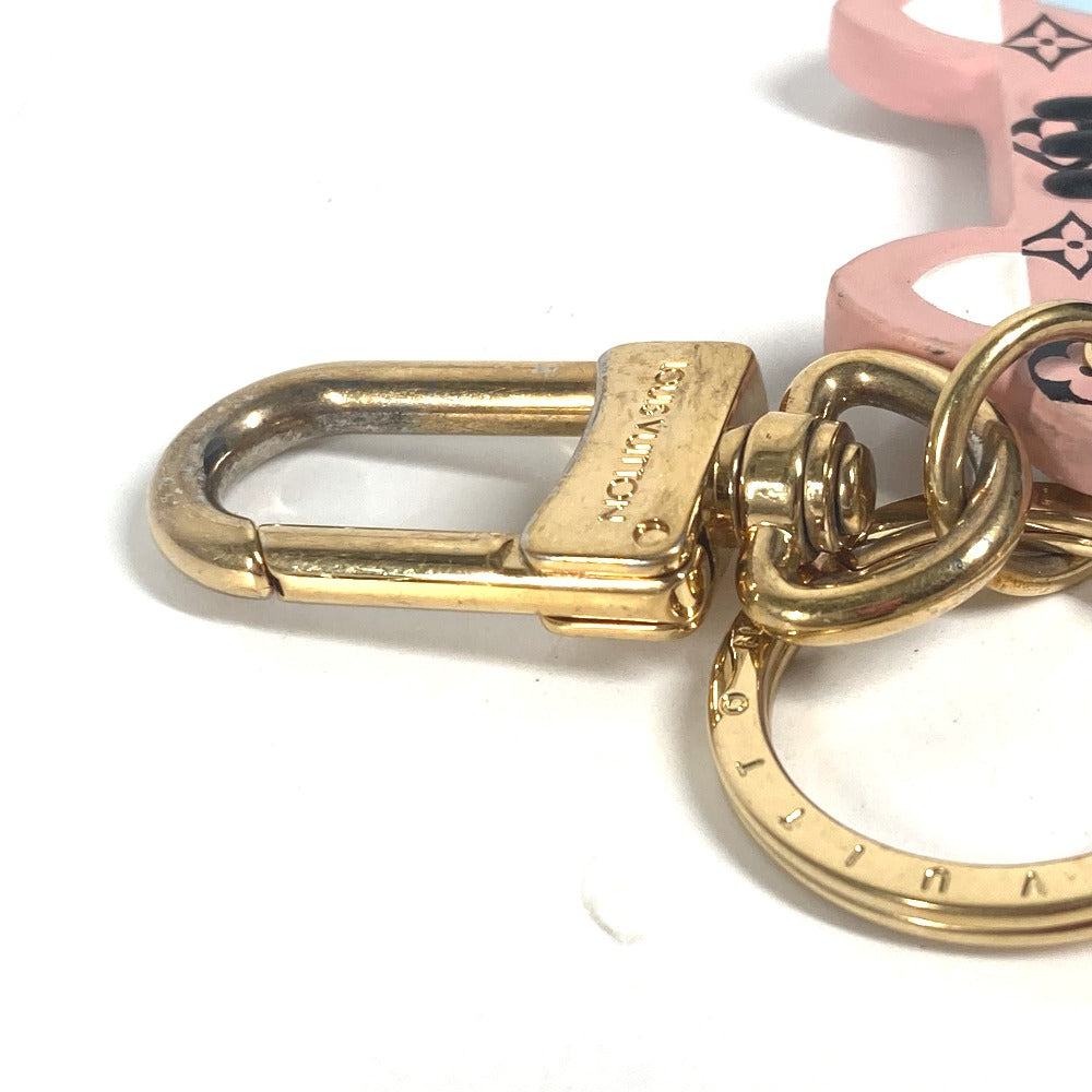 LOUIS VUITTON M68452 ポルトクレ・ファン フェイス モノグラム キャット バッグチャーム キーホルダー レザー レディース ピンク