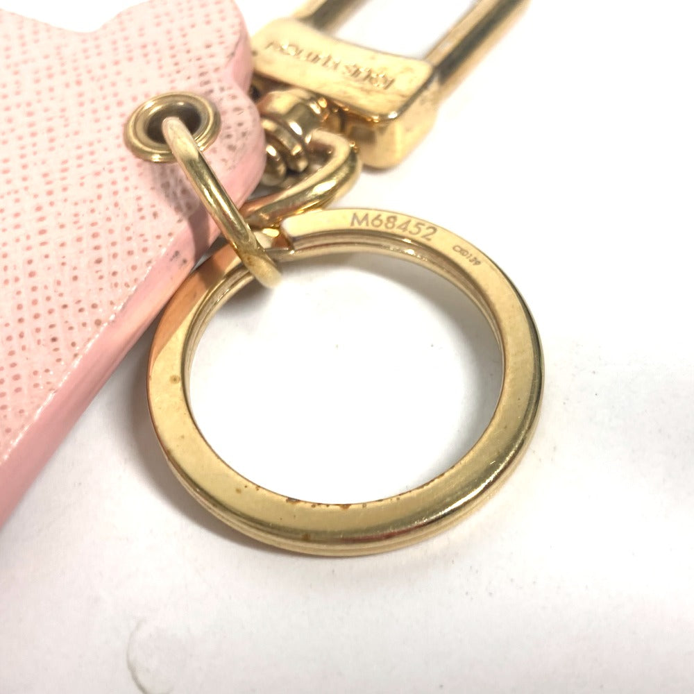 LOUIS VUITTON M68452 ポルトクレ・ファン フェイス モノグラム キャット バッグチャーム キーホルダー レザー レディース ピンク