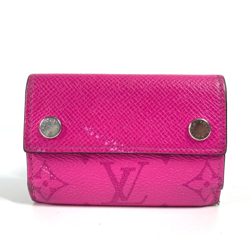 LOUIS VUITTON M30773 Taigalama Discovery Compact Wallet Compact wallet Trifold wallet Taiga Leather / MonogramCanvas Fisha pink Used
