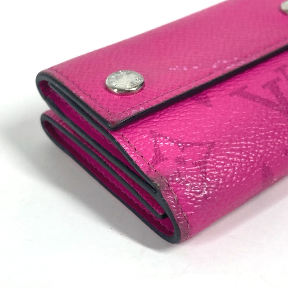 LOUIS VUITTON M30773 Taigalama Discovery Compact Wallet Compact wallet Trifold wallet Taiga Leather / MonogramCanvas Fisha pink Used